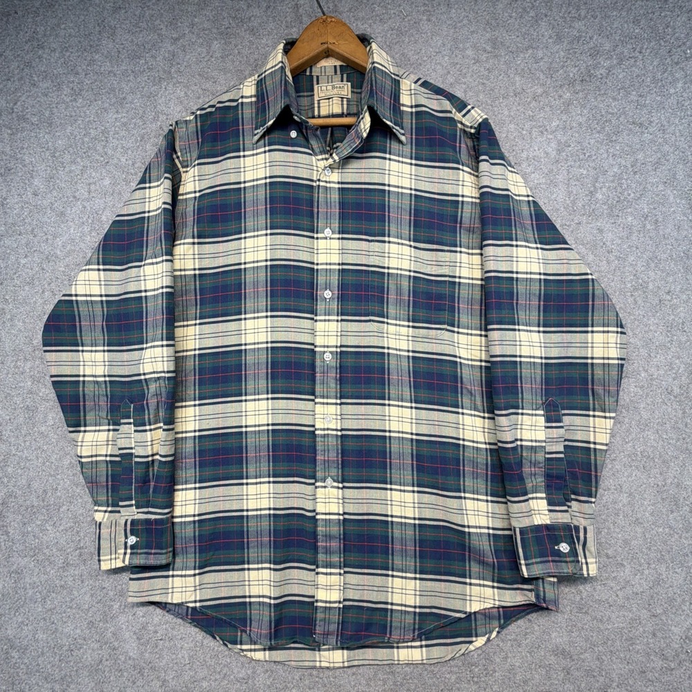 Vintage LL Bean Shirt Mens XL Red White Plaid Freeport Made in USA 80s